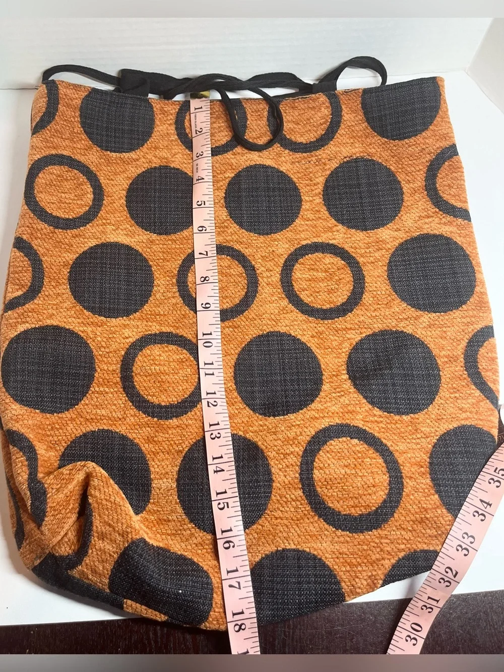 NATIVE AFRICAN FABRIC TOTE BAG (MINT CONDITION) (BURNT ORANGE/BLACK) (HANDMADE)